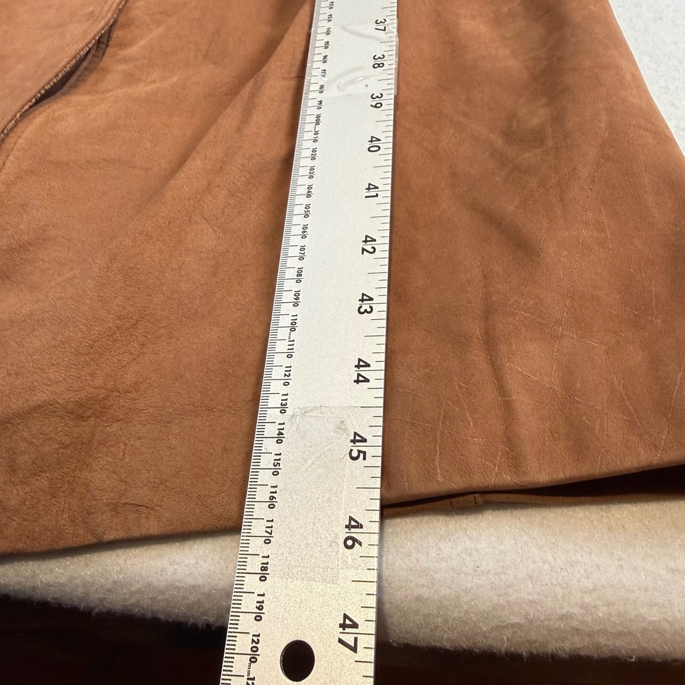 Cayenne Womens Brown Leather Trench Coat Snakeskin Embossed Trim Duster Size M - Picture 5 of 9